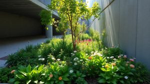 Grădină urbană transformată dintr-un spațiu gol.